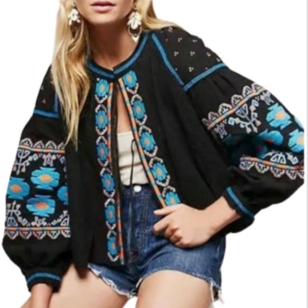 💎L&B Black Embroidered Jacket XL-3X